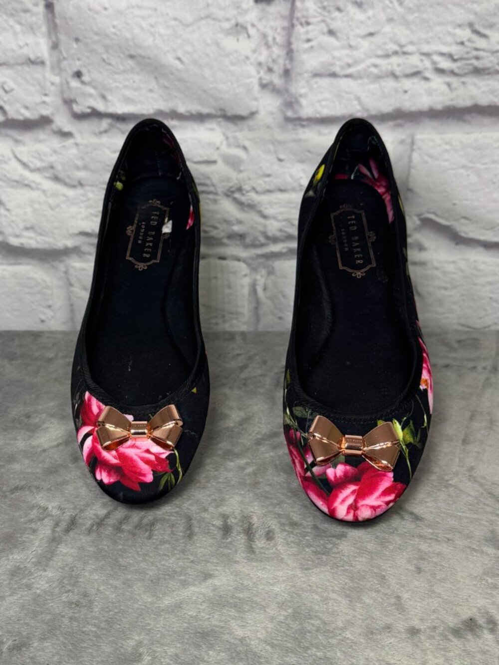 Ted Baker Black Floral Ballet Flats - Picture 3 of 6
